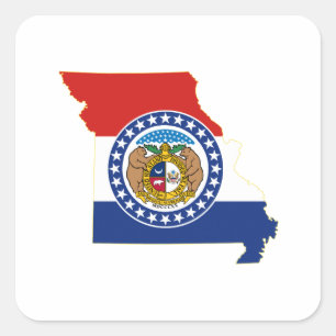 Sticker Carré Drapeau et carte de l'État du Missouri