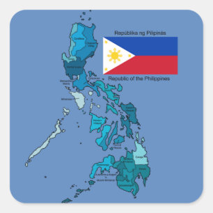 Sticker Carré Drapeau et carte des Philippines