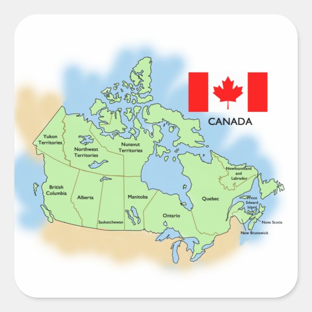 Sticker Carré Drapeau et carte du Canada (Devant)