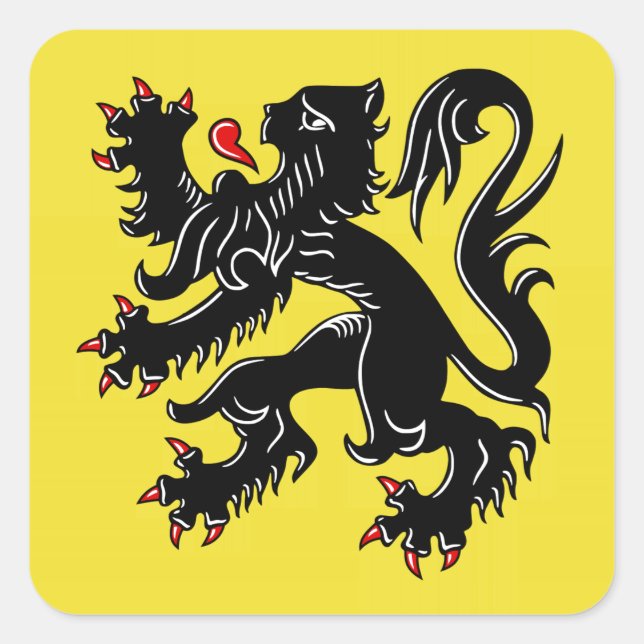 Sticker Carré Drapeau Flandre (Belgique) (Devant)