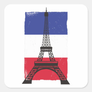 Sticker Carré Drapeau français France