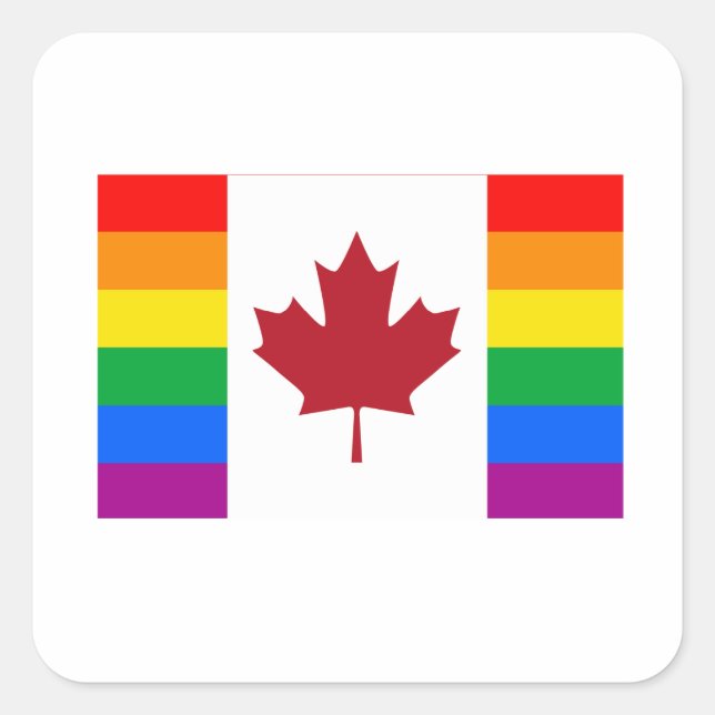 STICKER CARRÉ DRAPEAU GAY PRIDE CANADIEN (Devant)