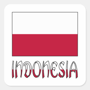 Sticker Carré Drapeau indonésien et Indonésie