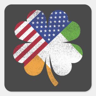 Sticker Carré Drapeau irlandais américain Irlande