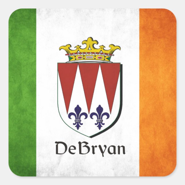 Sticker Carré Drapeau irlandais DeBryan (Devant)