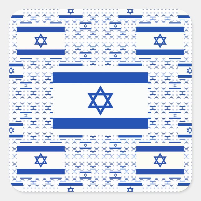 Sticker Carré Drapeau Israël - Étoile de David - en calques (Devant)