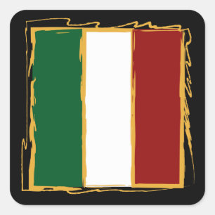 Sticker Carré Drapeau italien dans le griffonnage abstrait