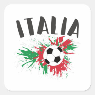 Sticker Carré Drapeau italien de balle de football