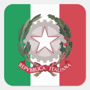 Sticker Carré Drapeau italien et Emblème national, Drapeau itali