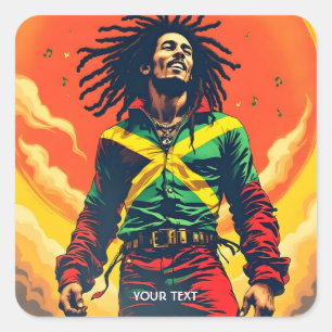 Sticker Carré Drapeau jamaïcain mignon Imaginaire Sun