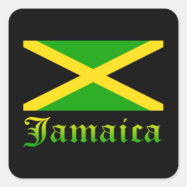 Sticker Carré Drapeau jamaïcain, noir, vert et jaune (Devant)