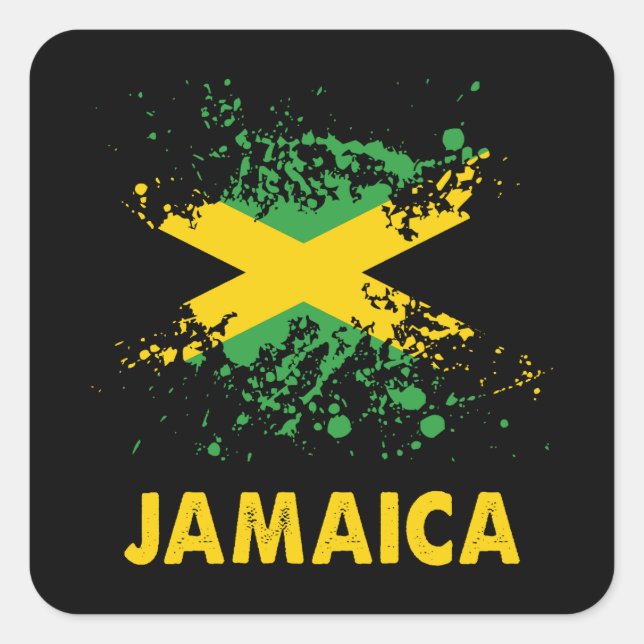 Sticker Carré Drapeau jamaïcain Retro (Devant)