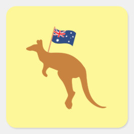 Sticker Carré drapeau kangourou australien jaune