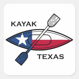 Sticker Carré Drapeau Kayak Texas