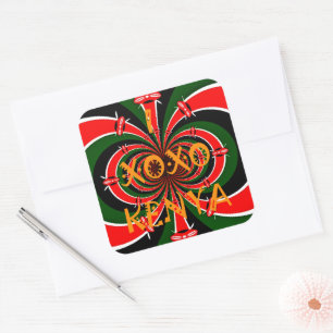 Sticker Carré Drapeau Kenya d'inspiration africaine - Art Abstra
