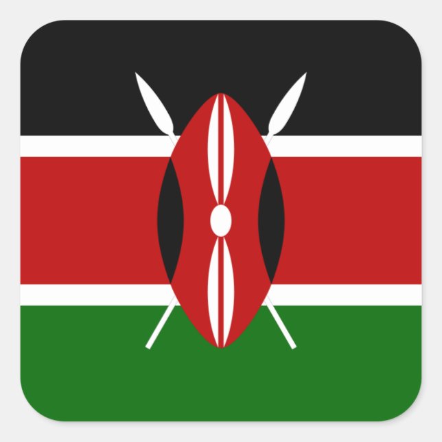Sticker Carré Drapeau kényan, Drapeau du Kenya (Devant)