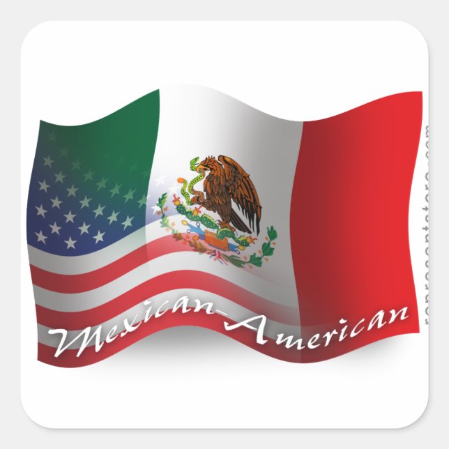 Sticker Carré Drapeau mexicain américain (Devant)