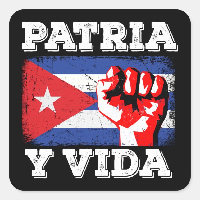 Sticker Carré Drapeau national de Cuba Patria Y Vida Cubano (Devant)