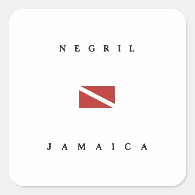 Sticker Carré Drapeau Negril Jamaïque Scuba Dive (Devant)