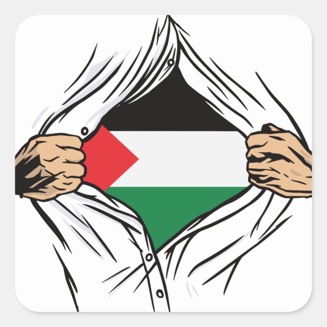 Sticker Carré Drapeau palestinien (Devant)