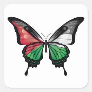 Sticker Carré Drapeau papillon de la Palestine