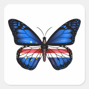 Sticker Carré Drapeau papillon du Cap-Vert