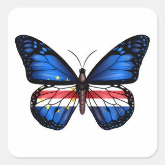 Sticker Carré Drapeau papillon du Cap-Vert