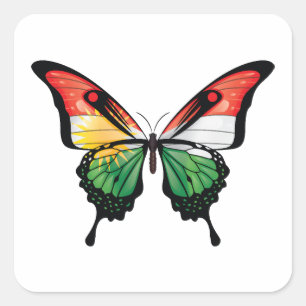 Sticker Carré Drapeau papillon du Kurdistan