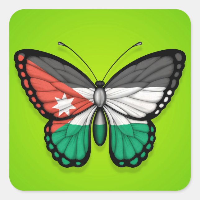 Sticker Carré Drapeau papillon jordanien sur vert (Devant)