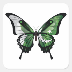 Sticker Carré Drapeau papillon noir du Pakistan