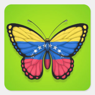 Sticker Carré Drapeau papillon vénézuélien vert