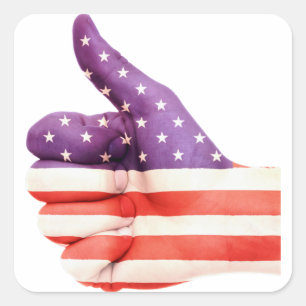 Sticker Carré Drapeau Patriotique Américain couleur Main Comme l