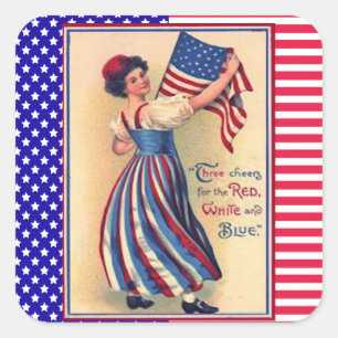 Sticker Carré Drapeau patriotique Lady Liberty 4 juillet