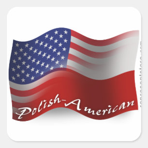 Sticker Carré Drapeau polonais-américain