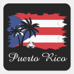 Sticker Carré Drapeau Porto Rico vintage Coqui Boricua