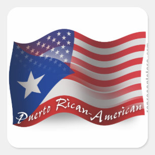 Sticker Carré drapeau portoricain-américain