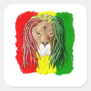Sticker Carré Drapeau Rasta Lion Jamaican Reggae