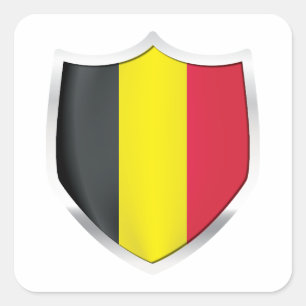 Sticker Carré Drapeau Silver Shield Belgique
