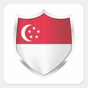 Sticker Carré Drapeau Silver Shield de Singapour