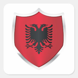 Sticker Carré Drapeau Silver Shield en Albanie