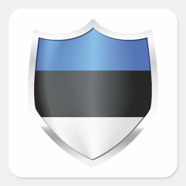 Sticker Carré Drapeau Silver Shield Estonie (Devant)