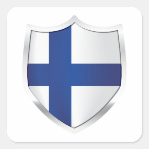 Sticker Carré Drapeau Silver Shield Finlande parfait pour vous o