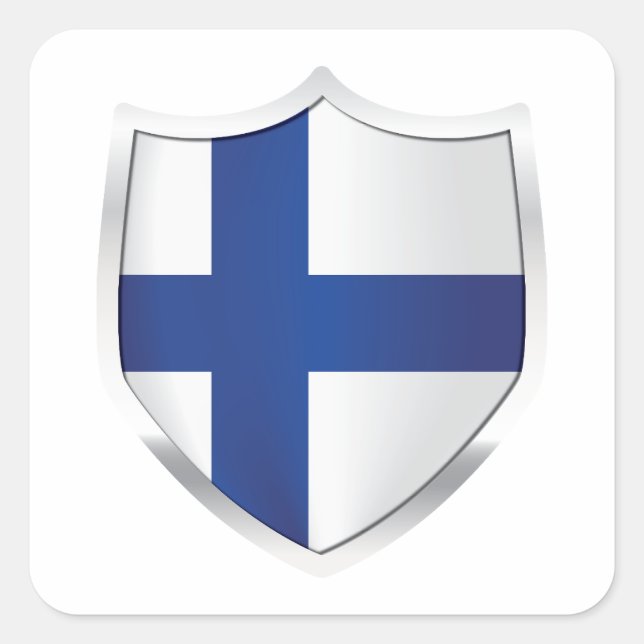 Sticker Carré Drapeau Silver Shield Finlande parfait pour vous o (Devant)