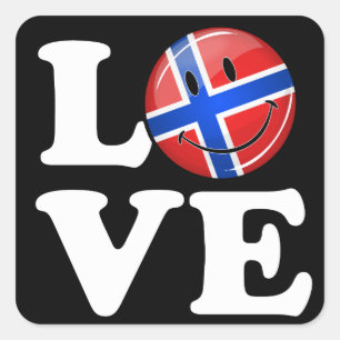 Sticker Carré Drapeau souriant Love Norway