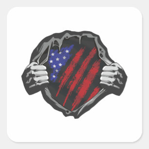 Sticker Carré Drapeau superhero USA