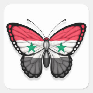 Sticker Carré Drapeau syrien de papillon