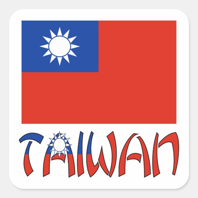 Sticker Carré Drapeau taïwanais et Taïwan (Devant)