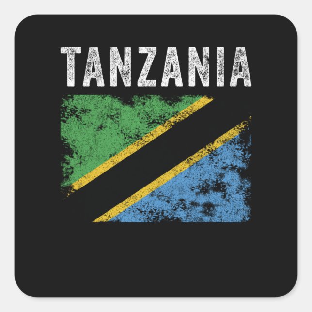 Sticker Carré Drapeau tanzanien déchiré Drapeau tanzanien (Devant)