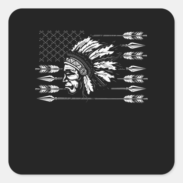 Sticker Carré Drapeau traditionnel américain (Devant)