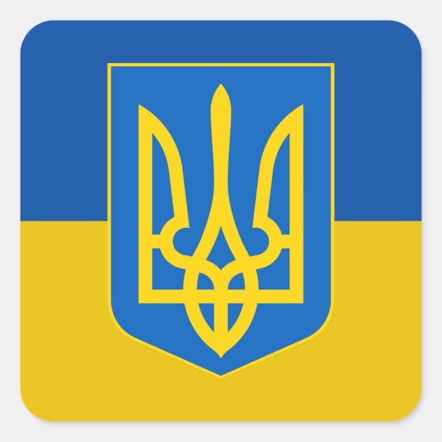 Sticker Carré Drapeau trident de l'Ukraine (Devant)